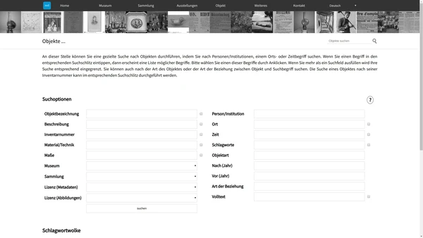 Extended search page in the museum-digital frontend.