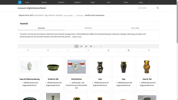 Enriched search results in the museum-digital frontend