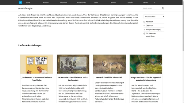 Exhibition overview page in the museum-digital frontend